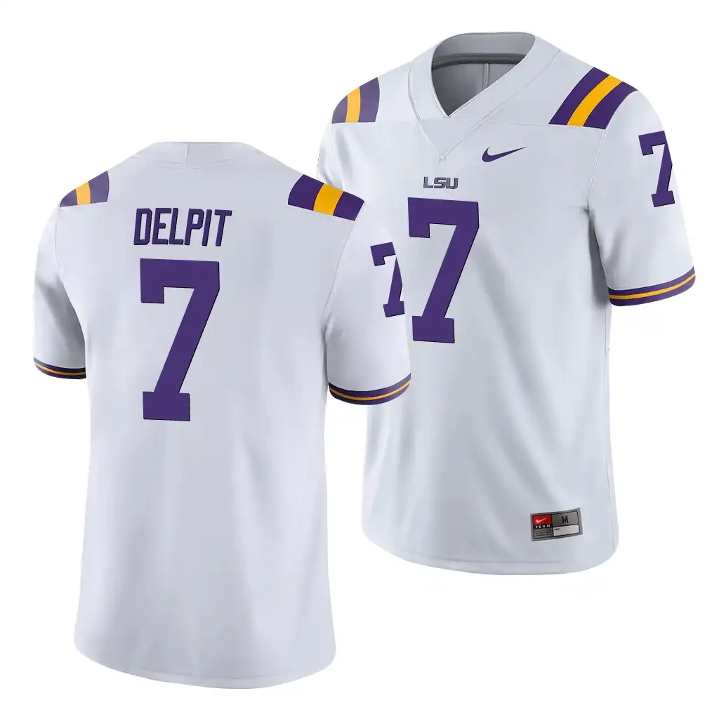 LSU Tigers #7 Grant Delpit Men's White NCAA Game Football Jersey 2409GWUO7