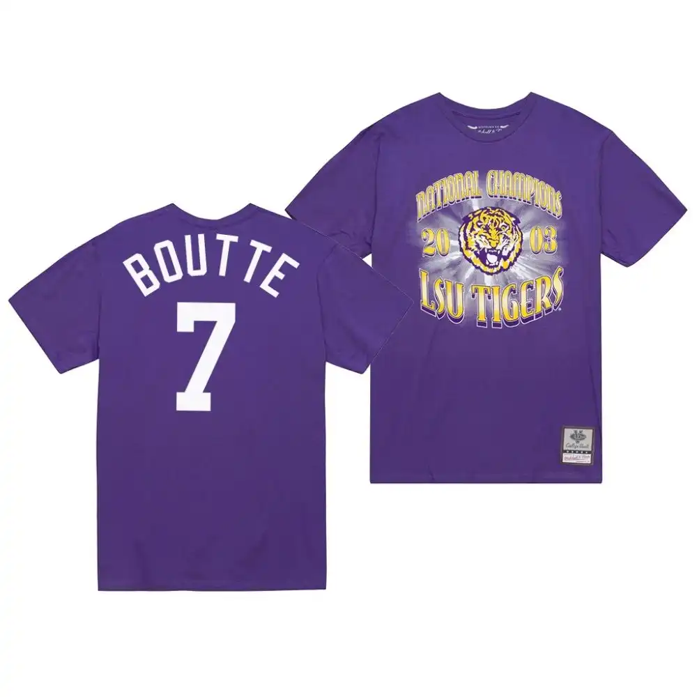 LSU Tigers #7 Kayshon Boutte Men's Big Shine Champs NCAA 2003 Purple Football T-Shirt 2409MJJK7