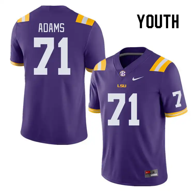 LSU Tigers #71 Tyree Adams Youth Purple NCAA Football Jersey 2409TWFI6