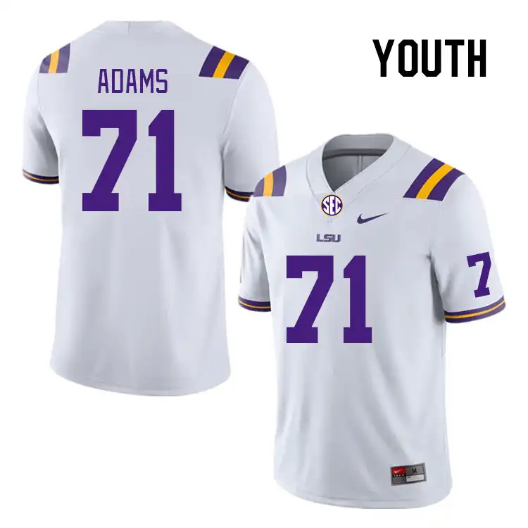 LSU Tigers #71 Tyree Adams Youth White NCAA Football Jersey 2409FLLW1