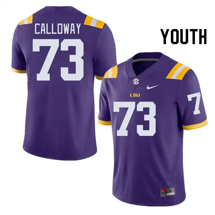 LSU Tigers #73 Ethan Calloway Youth Purple NCAA Football Jersey 2409MGKG5