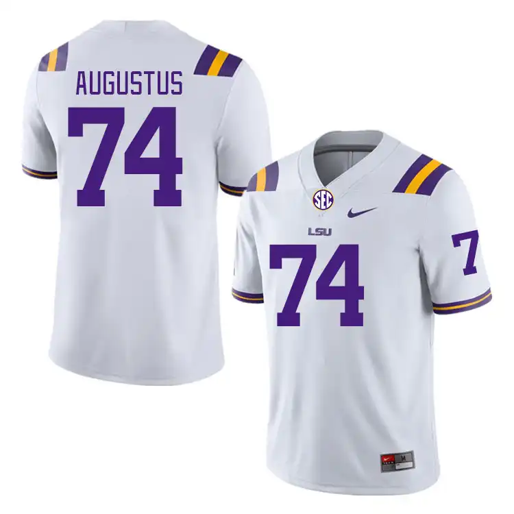 LSU Tigers #74 Braden Augustus Men's White NCAA Football Jersey 2409WZFD4