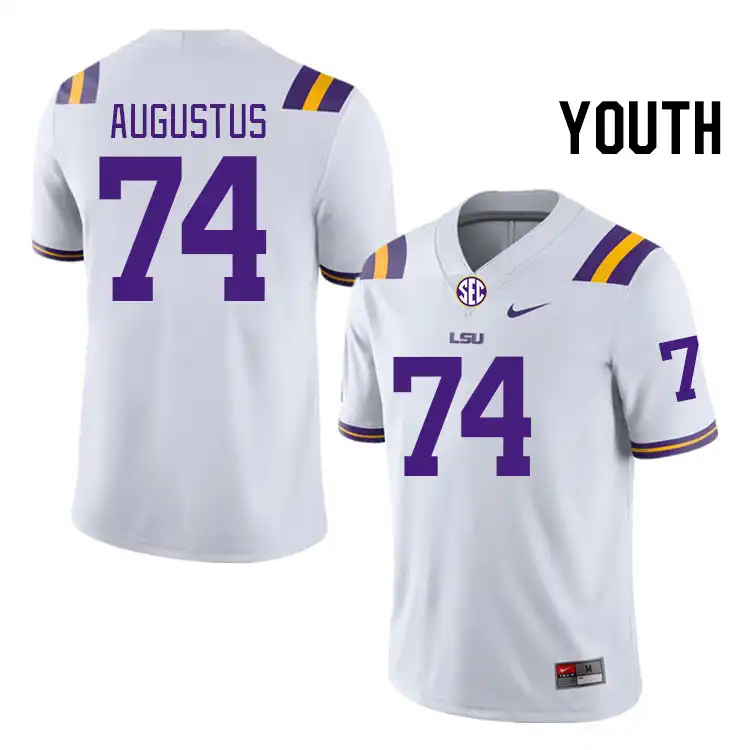 LSU Tigers #74 Braden Augustus Youth White NCAA Football Jersey 2409BESU1