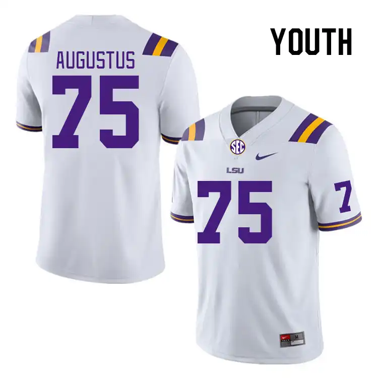 LSU Tigers #75 Braden Augustus Youth White NCAA Football Jersey 2409GAGN3