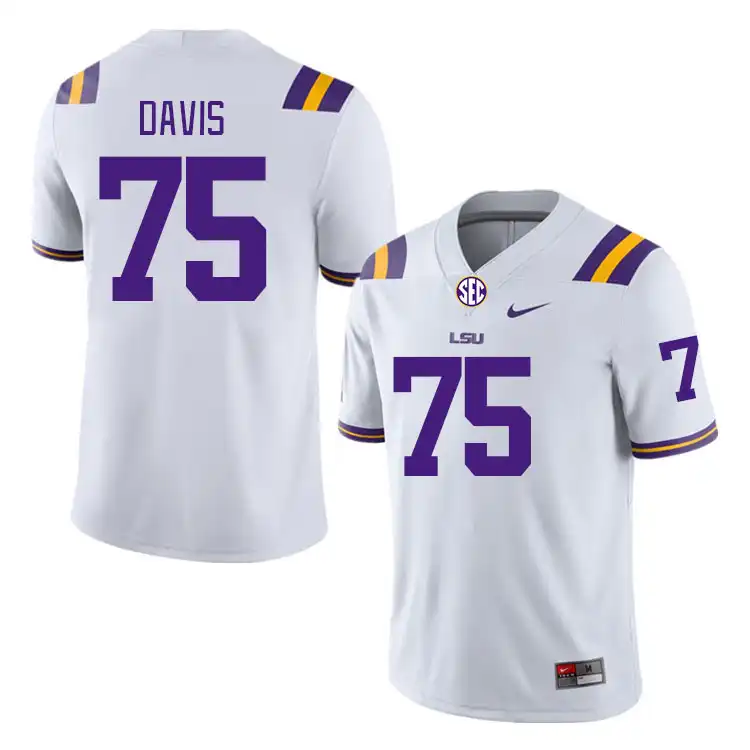 LSU Tigers #75 Weston Davis Men's White NCAA Football Jersey 2409UXFJ3