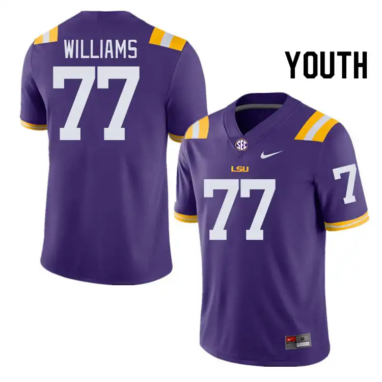 LSU Tigers #77 Ory Williams Youth Purple NCAA Football Jersey 2409NKIL1