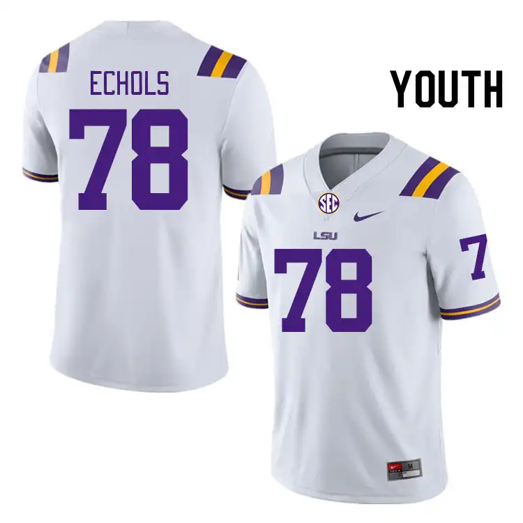 LSU Tigers #78 Coen Echols Youth White NCAA Football Jersey 2409SWFL3