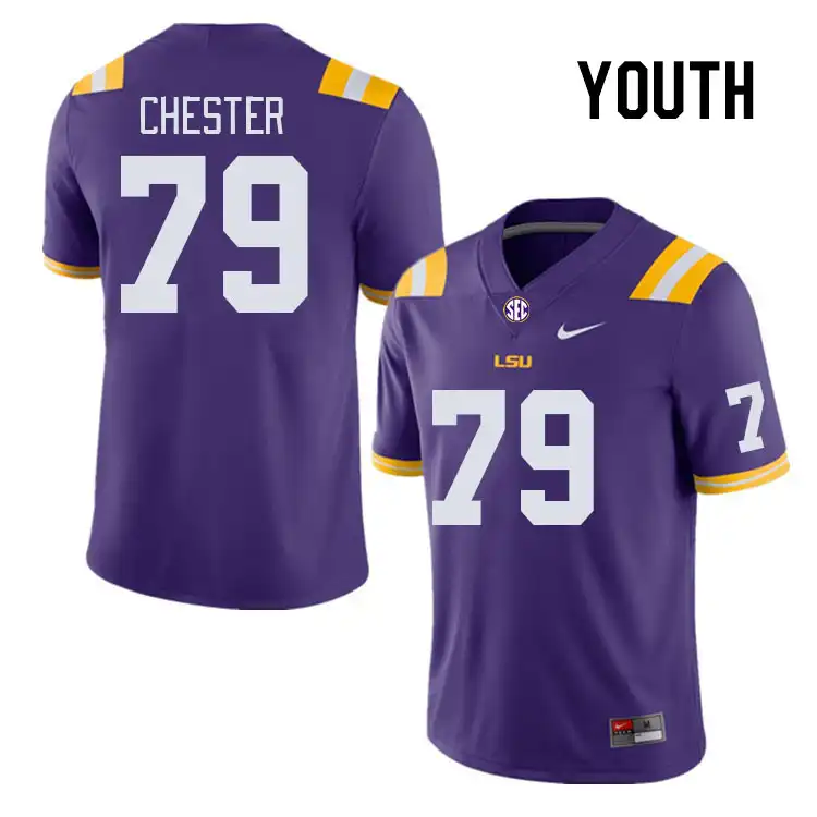 LSU Tigers #79 DJ Chester Youth Purple NCAA Football Jersey 2409OJQX6