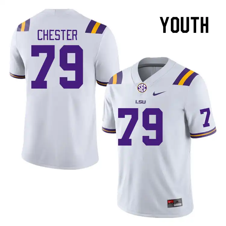 LSU Tigers #79 DJ Chester Youth White NCAA Football Jersey 2409RBBP6