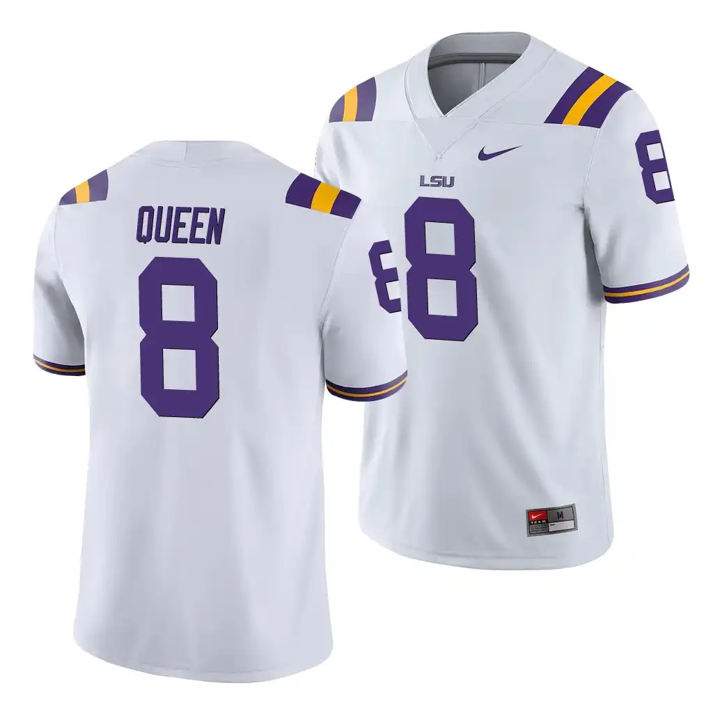 LSU Tigers #8 Patrick Queen Men's White NCAA Game Football Jersey 2409VUND2