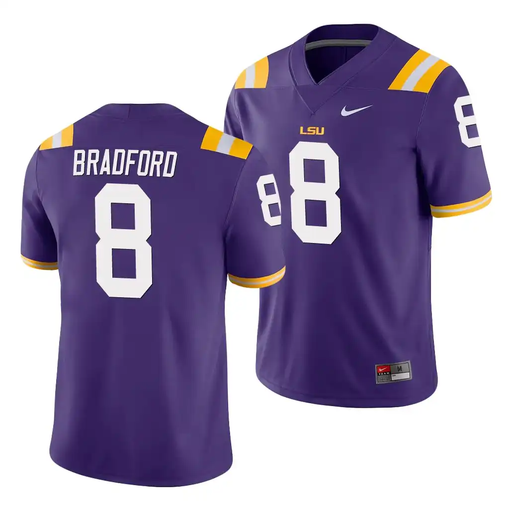 LSU Tigers #8 Tre Bradford Men's Purple NCAA Game Football Jersey 2409DQVW7