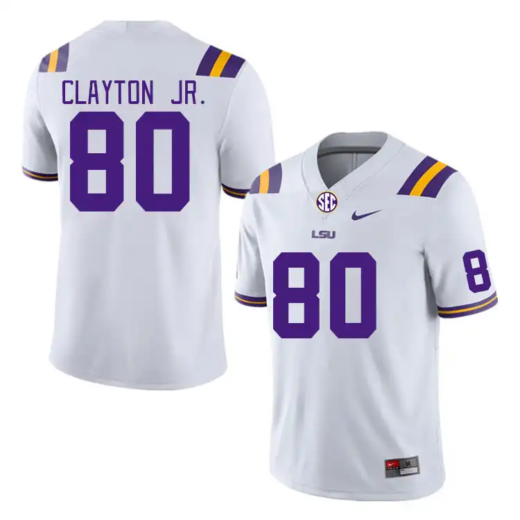 LSU Tigers #80 Gregory Clayton Jr. Men's White NCAA Football Jersey 2409CXUS0