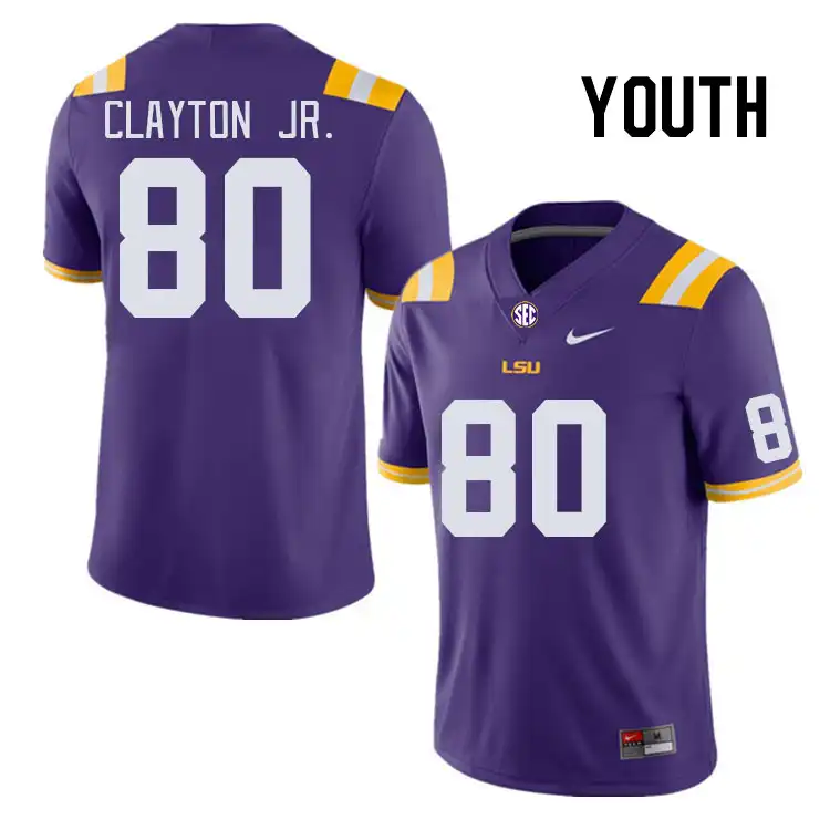 LSU Tigers #80 Gregory Clayton Jr. Youth Purple NCAA Football Jersey 2409PZKW5