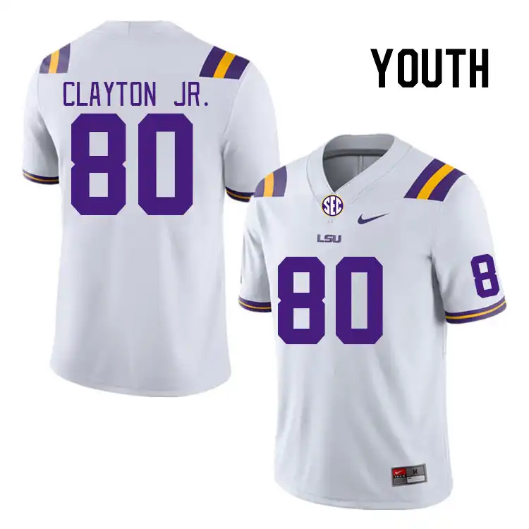 LSU Tigers #80 Gregory Clayton Jr. Youth White NCAA Football Jersey 2409NMLJ6