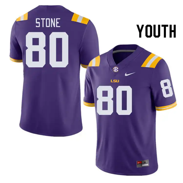 LSU Tigers #80 Isaiah Stone Youth Purple NCAA Football Jersey 2409KLTC1