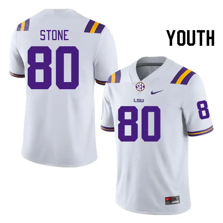 LSU Tigers #80 Isaiah Stone Youth White NCAA Football Jersey 2409HBUC8