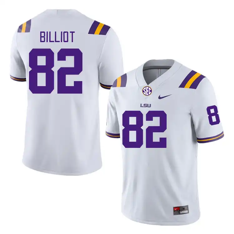 LSU Tigers #82 Kylan Billiot Men's White NCAA Football Jersey 2409VXJP1