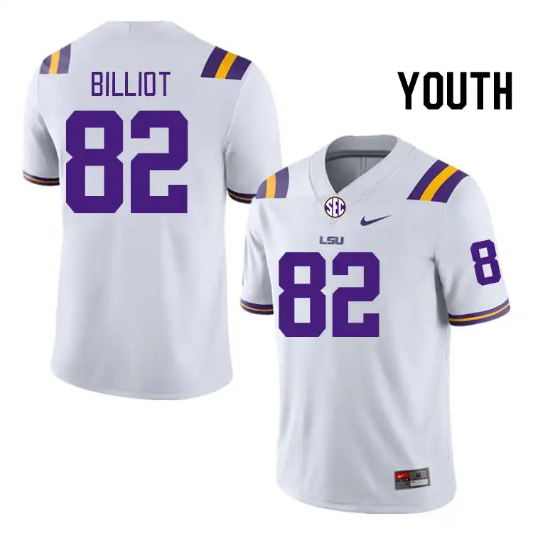 LSU Tigers #82 Kylan Billiot Youth White NCAA Football Jersey 2409JWTT1