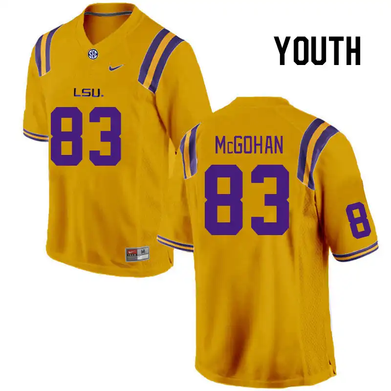 LSU Tigers #83 Jackson McGohan Youth Gold NCAA Football Jersey 2409CFFP5