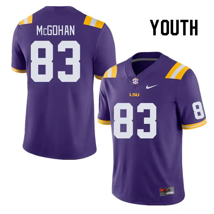 LSU Tigers #83 Jackson McGohan Youth Purple NCAA Football Jersey 2409QJWK2