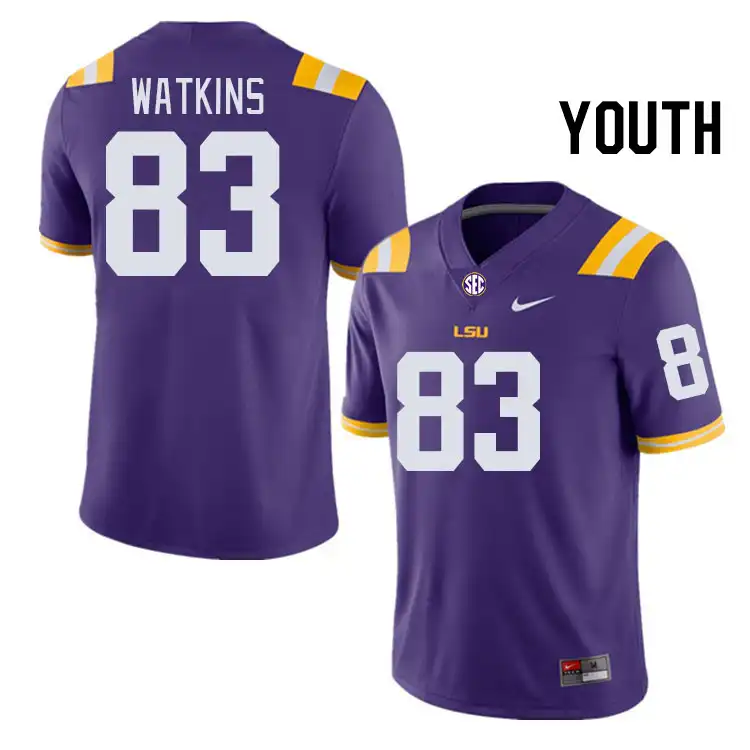 LSU Tigers #83 Jelani Watkins Youth Purple NCAA Football Jersey 2409DMIY4