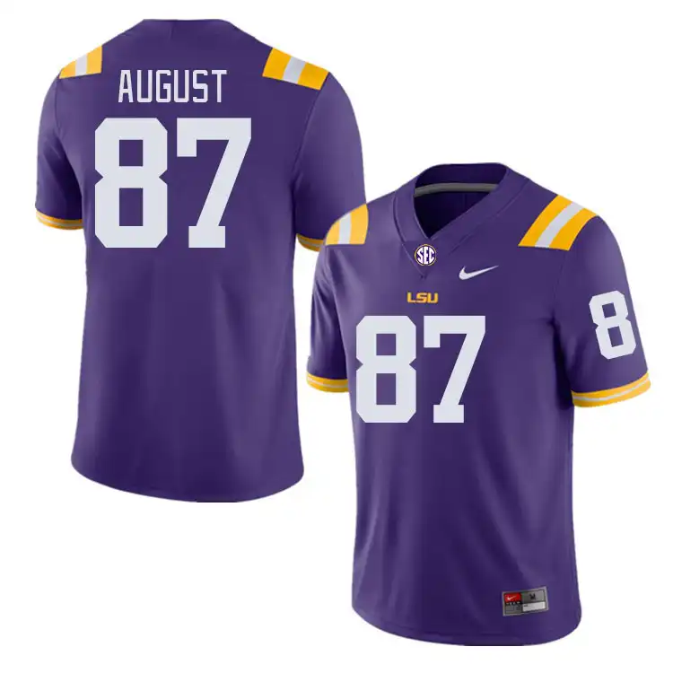 LSU Tigers #87 Joey August Men's Purple NCAA Football Jersey 2409BCZC0