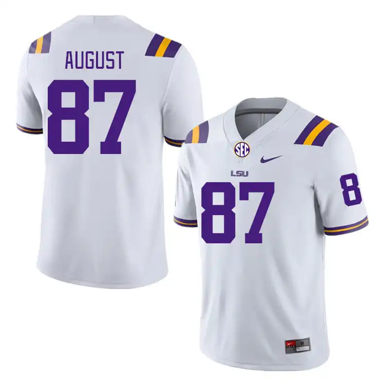 LSU Tigers #87 Joey August Men's White NCAA Football Jersey 2409WOYU1