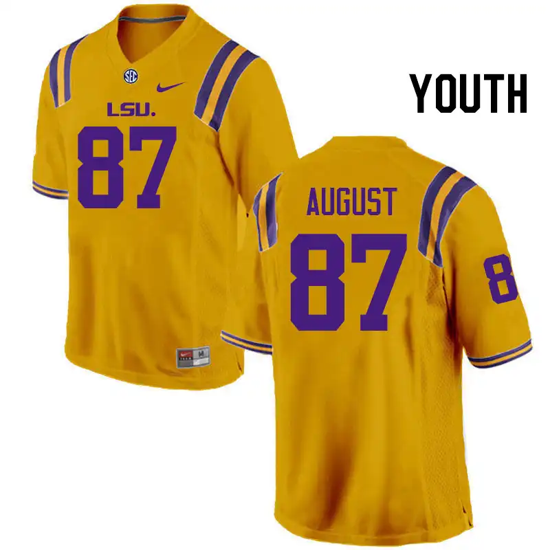 LSU Tigers #87 Joey August Youth Gold NCAA Football Jersey 2409ESBY8