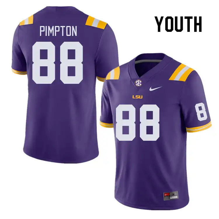 LSU Tigers #88 Ka'Morreun Pimpton Youth Purple NCAA Football Jersey 2409YNBJ4