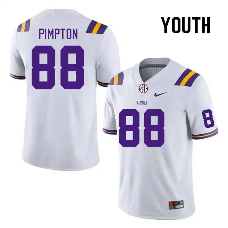 LSU Tigers #88 Ka'Morreun Pimpton Youth White NCAA Football Jersey 2409EPTF7