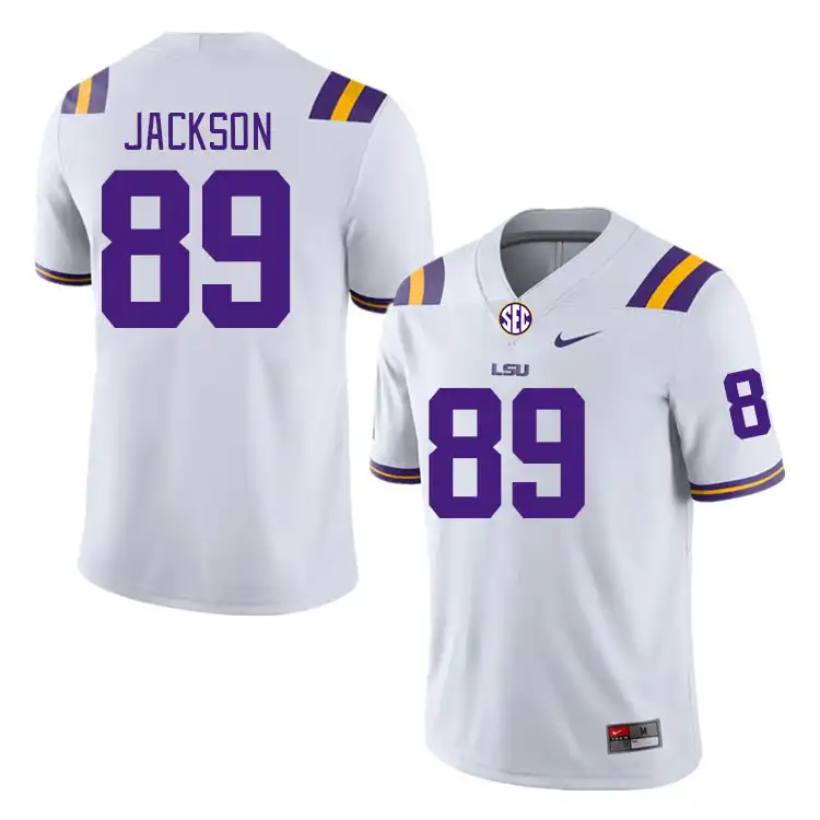 LSU Tigers #89 CJ Jackson Men's White NCAA Football Jersey 2409DDXP1