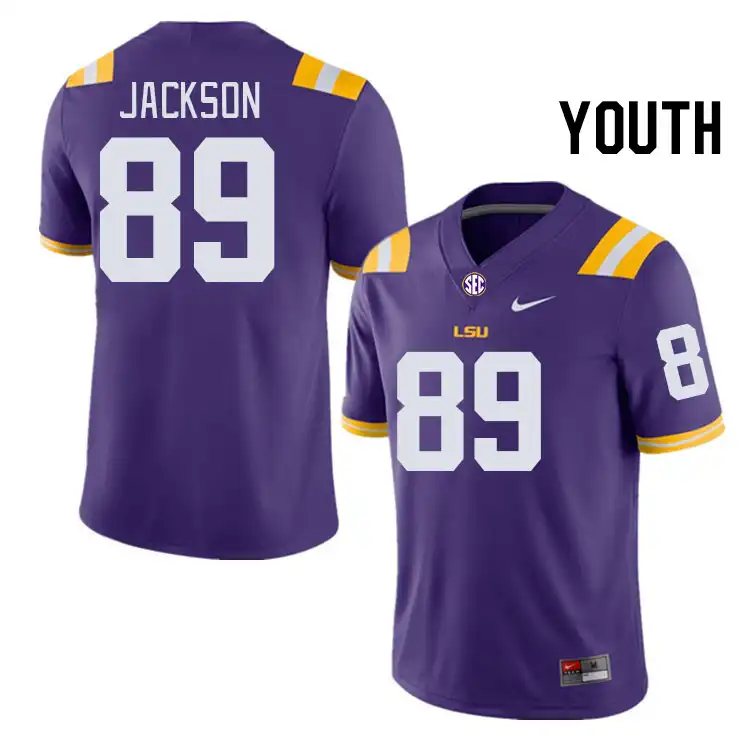 LSU Tigers #89 CJ Jackson Youth Purple NCAA Football Jersey 2409DCZP6