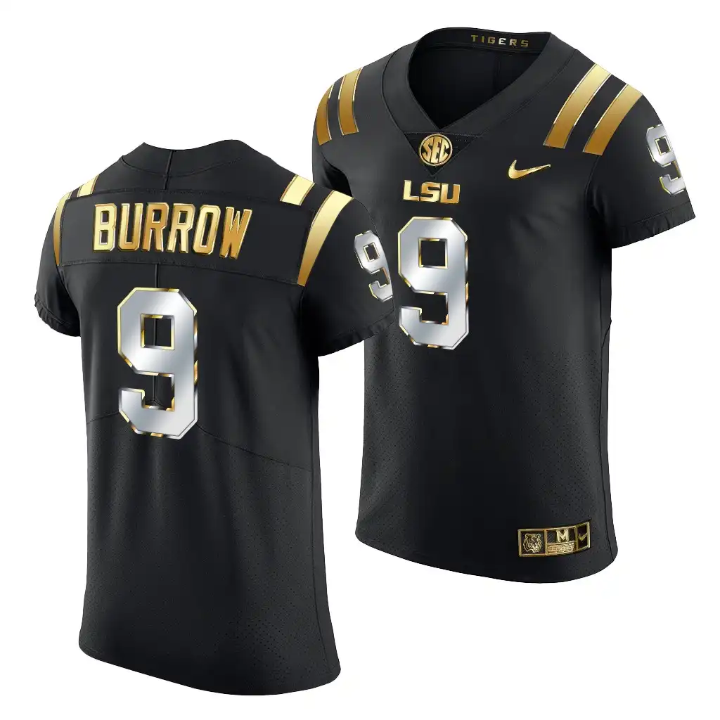 LSU Tigers #9 Joe Burrow Men's Black NFL NCAA Elite Golden Edition Football Jersey 2409VGBL3