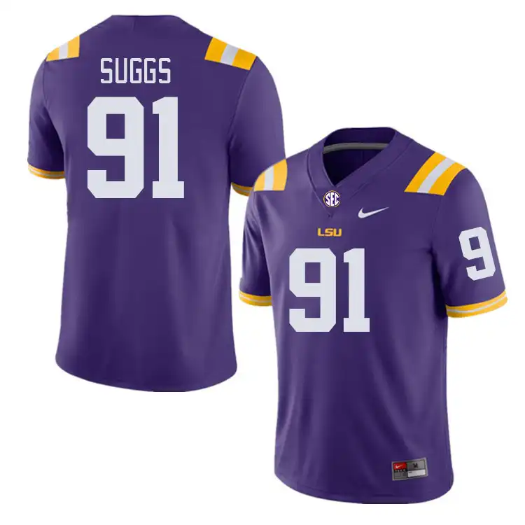 LSU Tigers #91 Jay'viar Suggs Men's Purple NCAA Football Jersey 2409KVDR3