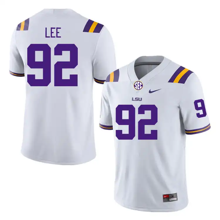 LSU Tigers #92 Jalen Lee Men's White NCAA Football Jersey 2409SPGJ4