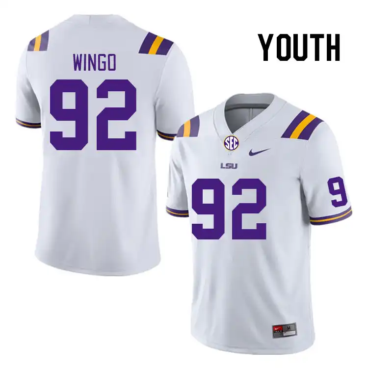 LSU Tigers #92 Mekhi Wingo Youth White NCAA Football Jersey 2409CGSQ0