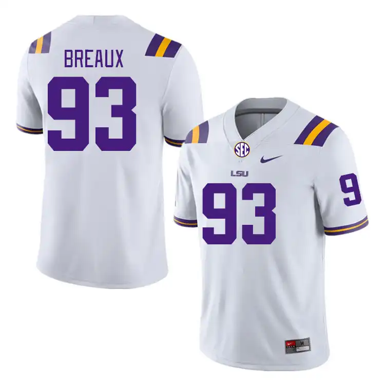 LSU Tigers #93 Ahmad Breaux Men's White NCAA Football Jersey 2409PPWL8