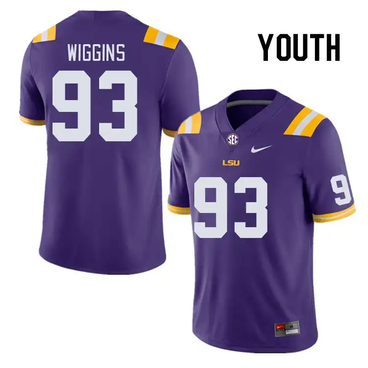 LSU Tigers #93 Quency Wiggins Youth Purple NCAA Football Jersey 2409BERG6