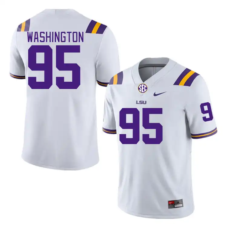 LSU Tigers #95 Shone Washington Men's White NCAA Football Jersey 2409FZZD3