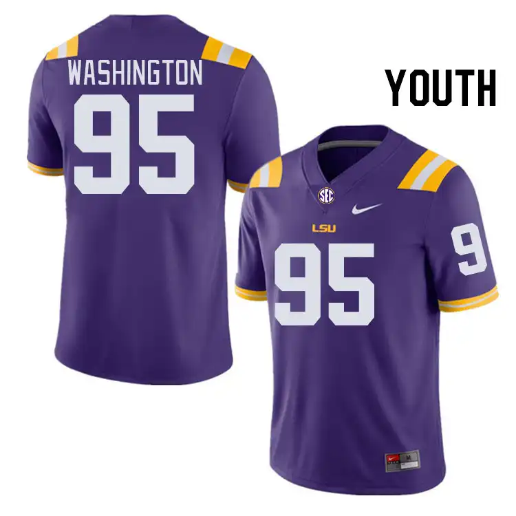 LSU Tigers #95 Shone Washington Youth Purple NCAA Football Jersey 2409ADTV2