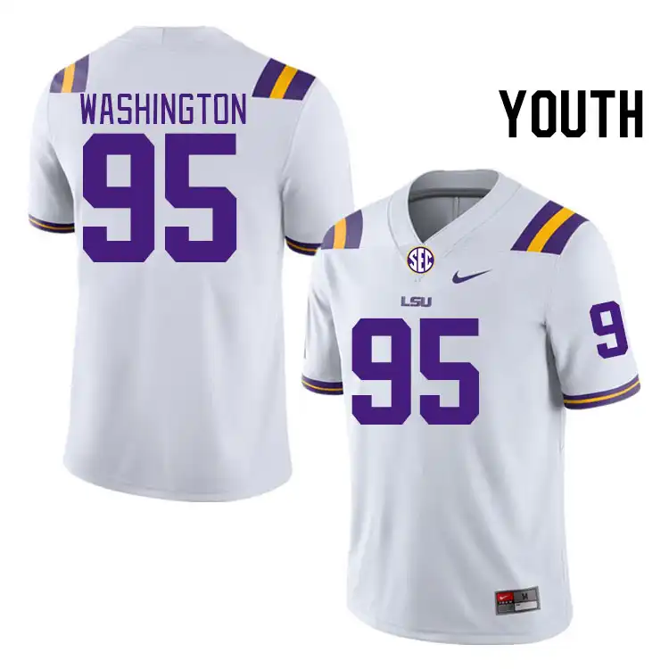 LSU Tigers #95 Shone Washington Youth White NCAA Football Jersey 2409XPUO5