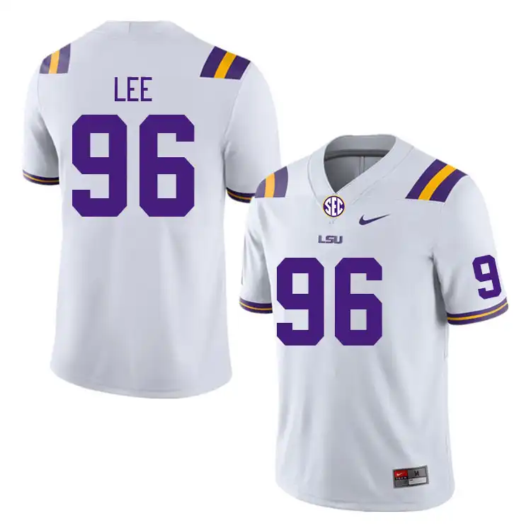 LSU Tigers #96 Jalen Lee Men's White NCAA Football Jersey 2409QIWU3