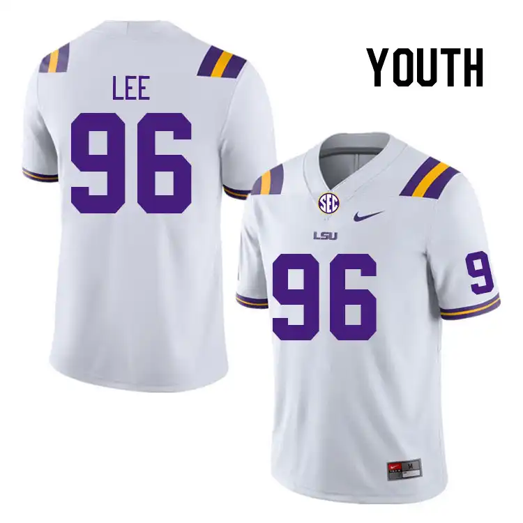 LSU Tigers #96 Jalen Lee Youth White NCAA Football Jersey 2409GUFJ2