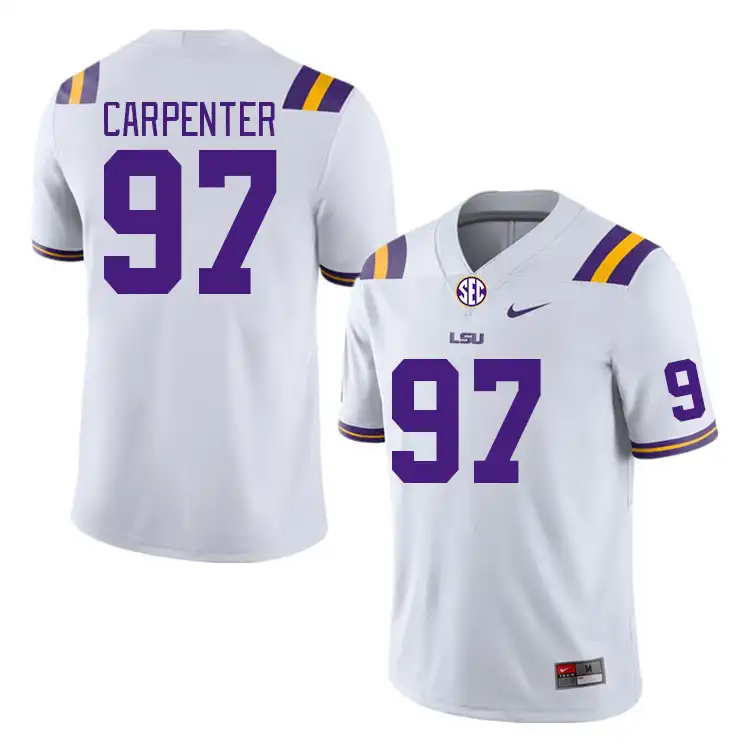 LSU Tigers #97 Dylan Carpenter Men's White NCAA Football Jersey 2409FTVQ3