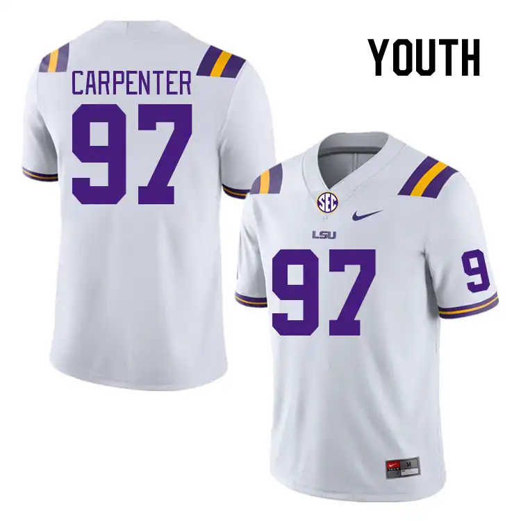 LSU Tigers #97 Dylan Carpenter Youth White NCAA Football Jersey 2409GDIW2