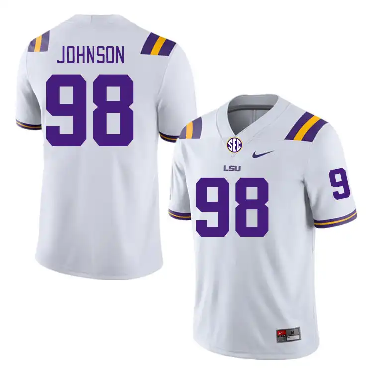 LSU Tigers #98 De'Myrion Johnson Men's White NCAA Football Jersey 2409IEYC1