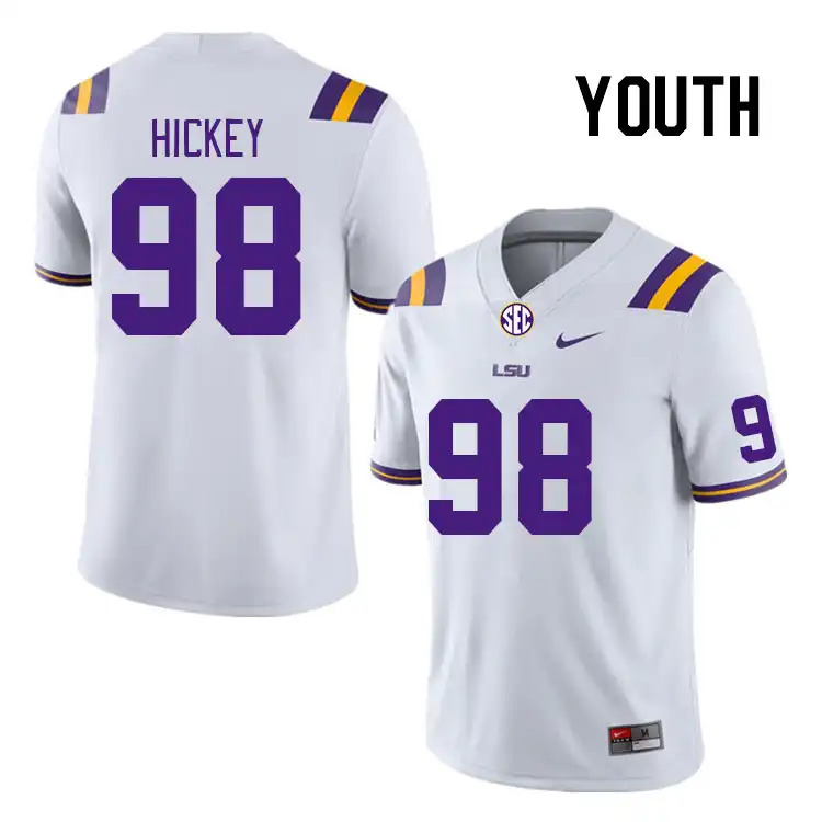 LSU Tigers #98 Preston Hickey Youth White NCAA Football Jersey 2409IYDU8