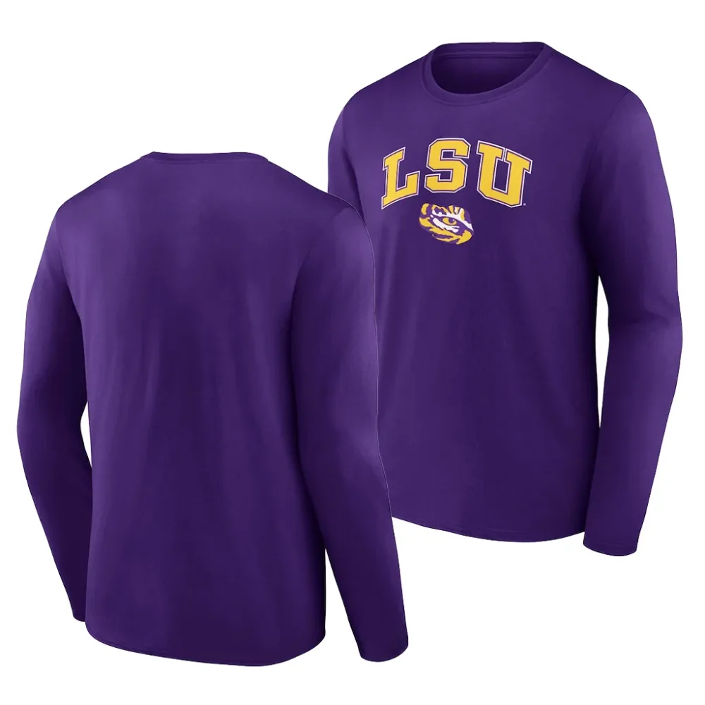 LSU Tigers Men's Campus NCAA Long Sleeve Purple Football T-Shirt 2409FUIC5