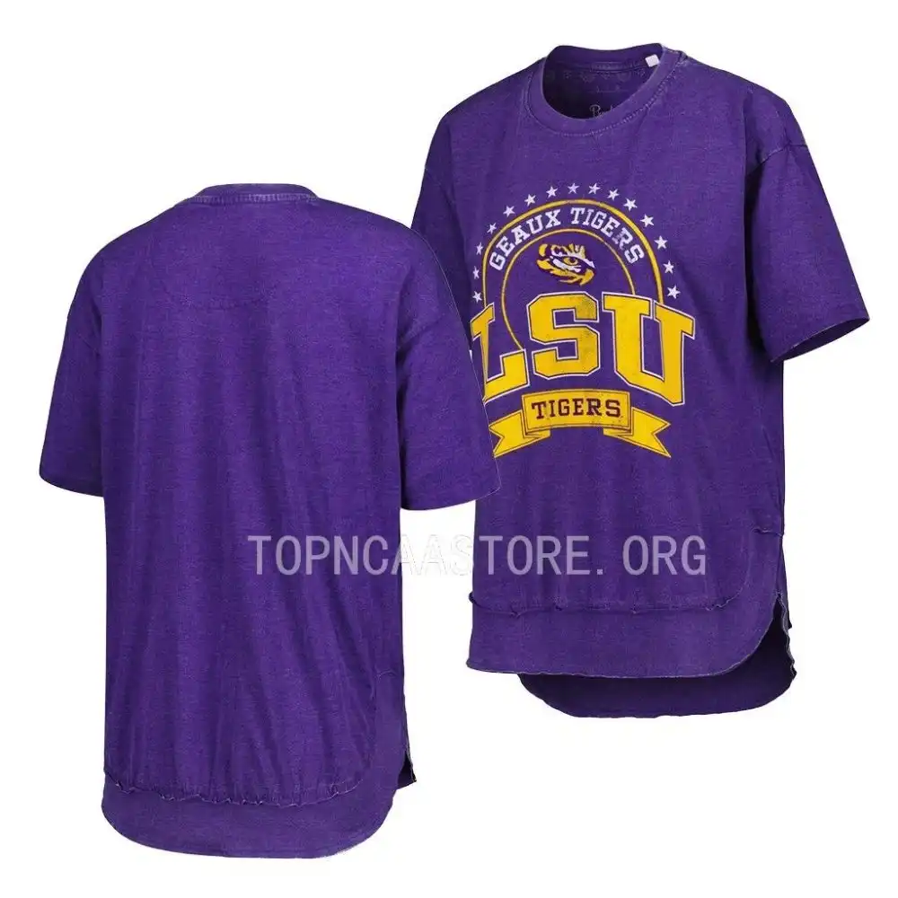 LSU Tigers Men's Purple NCAA Vintage Wash Custom Football T-Shirt 2409CSHT1