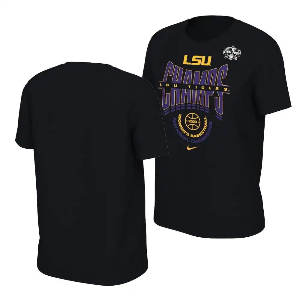 LSU Tigers Women's 2023 Locker Room NCAA Black National Champions Basketball T-Shirt 2409ZYTL3